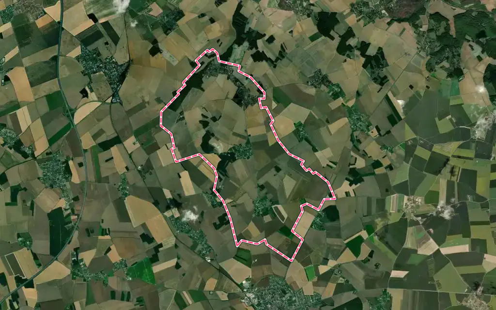 Vue satellite de La Baronnie avec ses contours administratifs