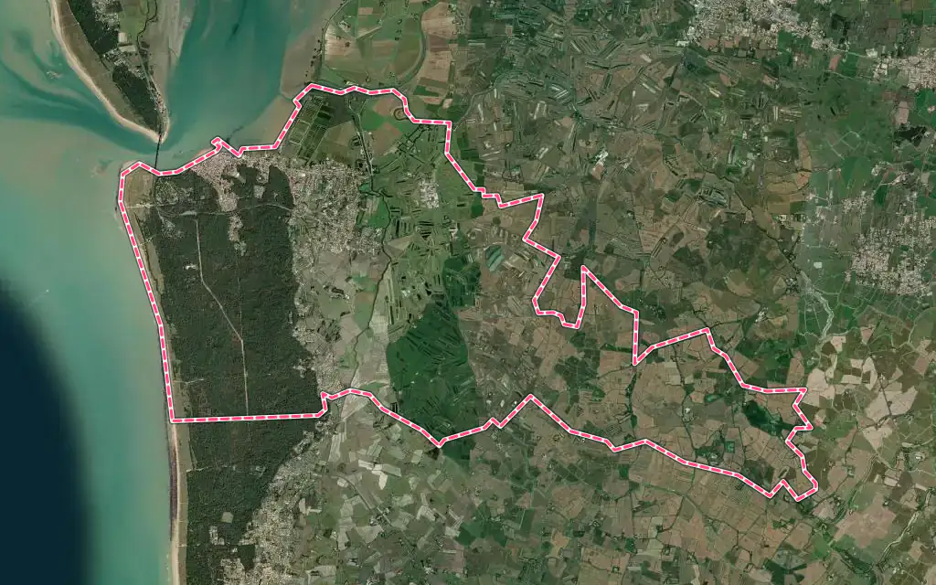 Vue satellite de La Barre-de-Monts avec ses contours administratifs