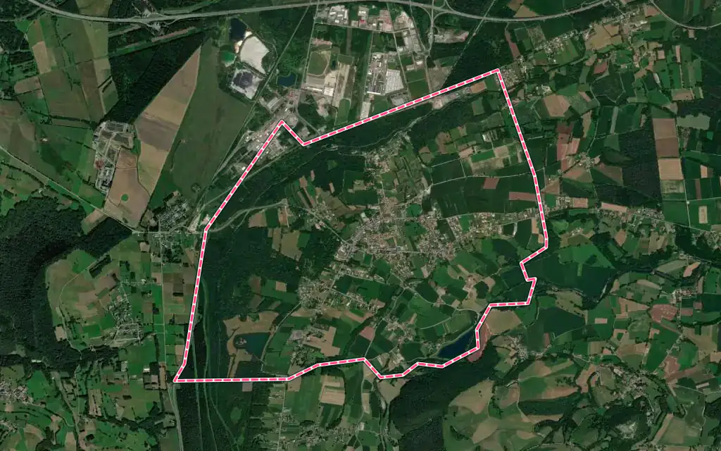 Vue satellite de La Barthe-de-Neste avec ses contours administratifs