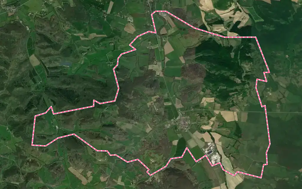 Vue satellite de La Bastide-de-Bousignac avec ses contours administratifs