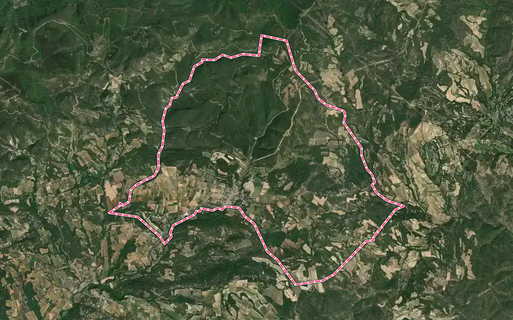 Vue satellite de La Bastide-des-Jourdans avec ses contours administratifs