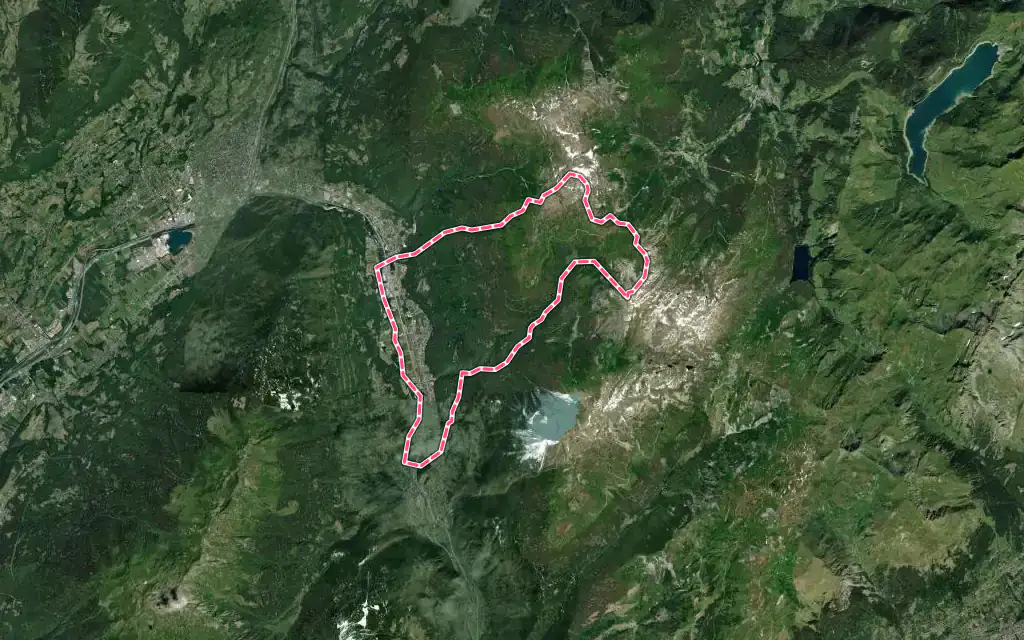Vue satellite de La Bâthie avec ses contours administratifs