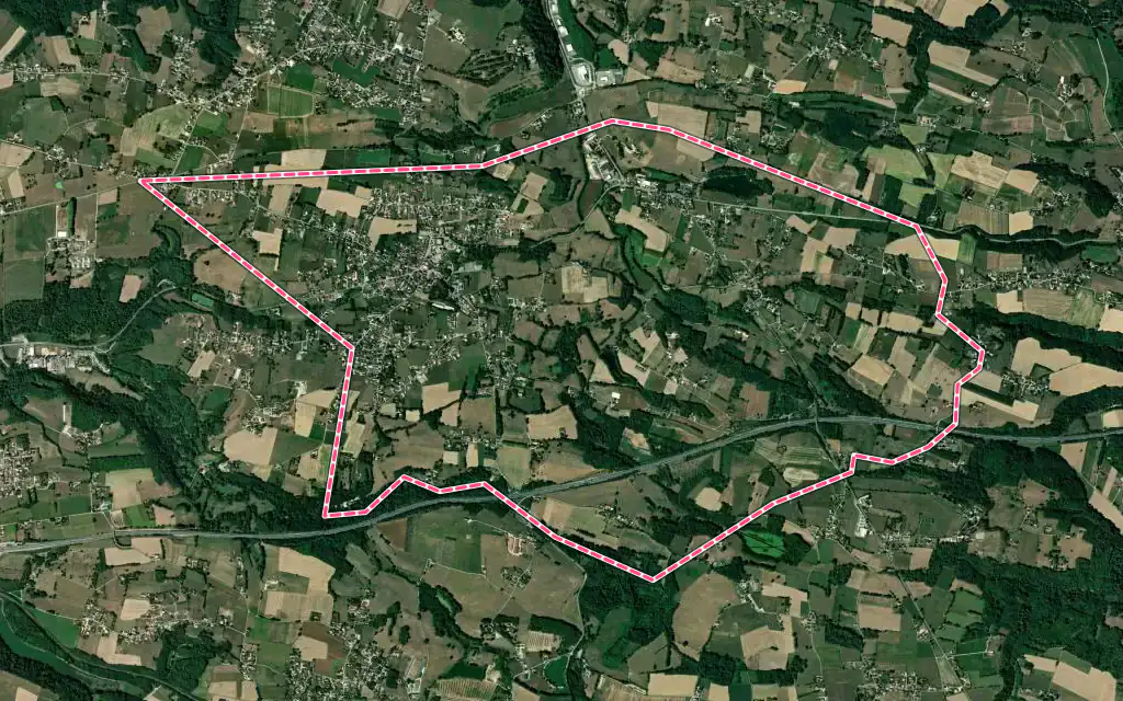 Vue satellite de La Bâtie-Montgascon avec ses contours administratifs