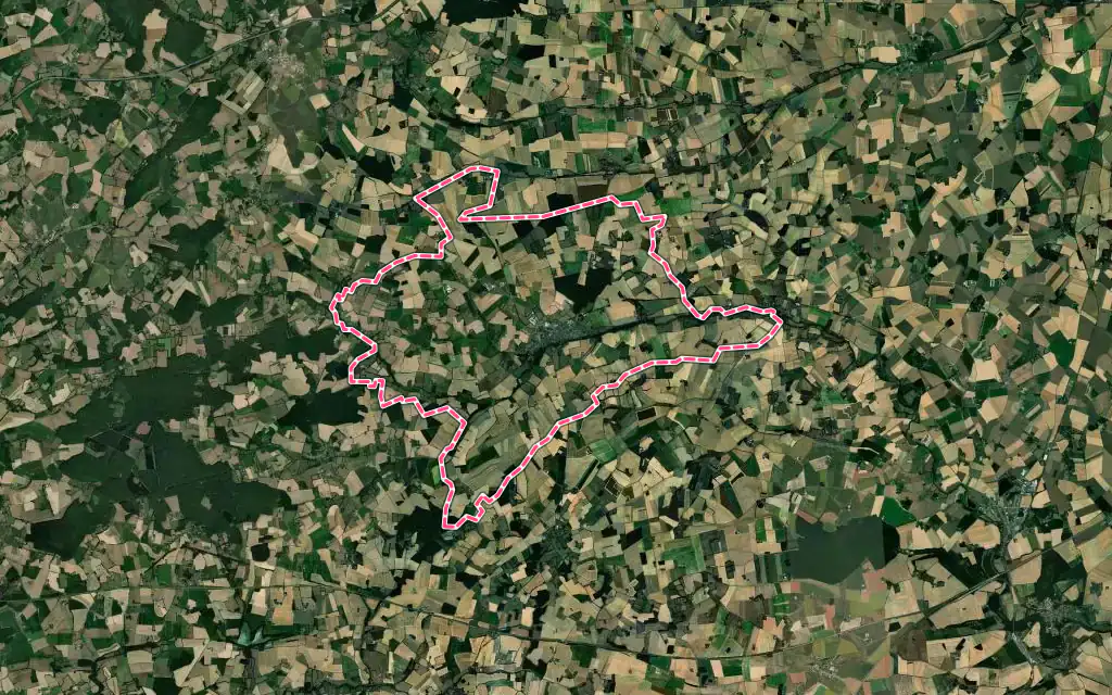 Vue satellite de La Bazoche-Gouet avec ses contours administratifs