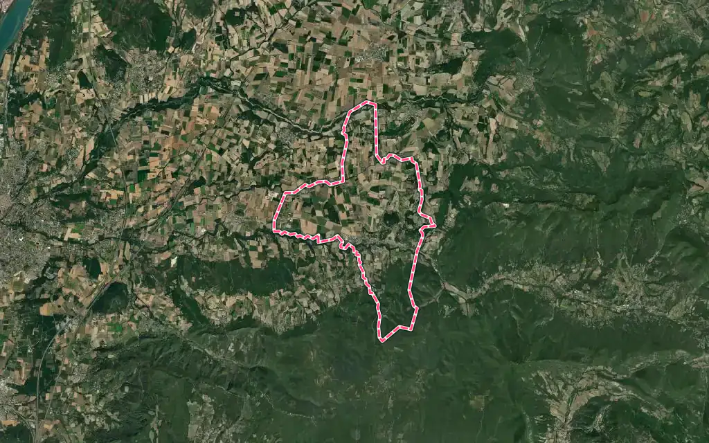 Vue satellite de La Bégude-de-Mazenc avec ses contours administratifs