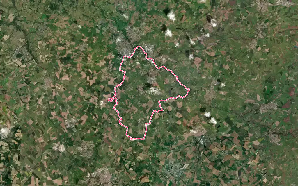 Vue satellite de La Bernardière avec ses contours administratifs