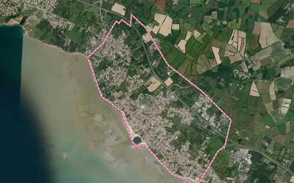 Vue satellite de La Bernerie-en-Retz avec ses contours administratifs