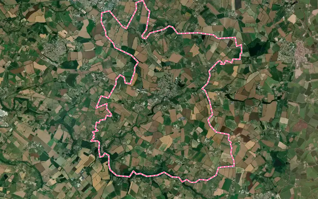 Vue satellite de La Boissière-de-Montaigu avec ses contours administratifs