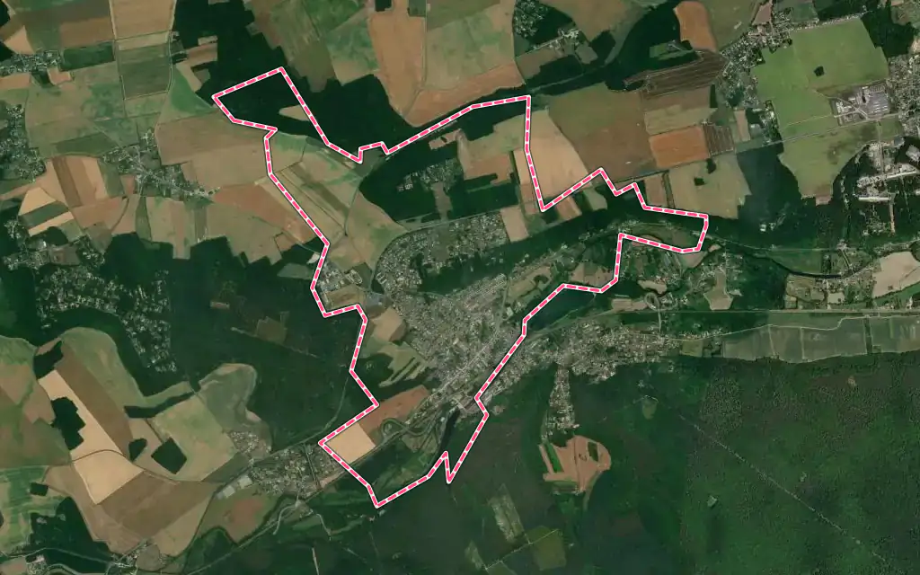 Vue satellite de La Bonneville-sur-Iton avec ses contours administratifs