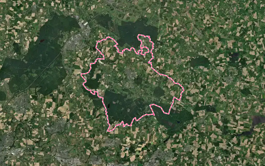 Vue satellite de La Bouëxière avec ses contours administratifs