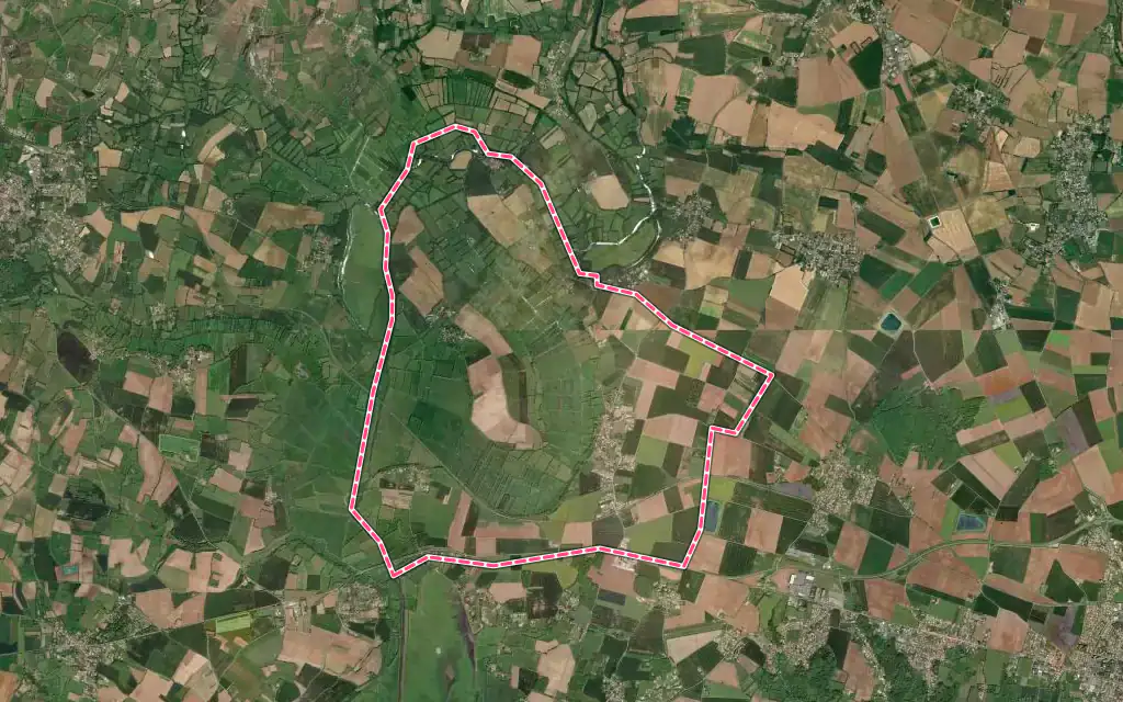 Vue satellite de La Bretonnière-la-Claye avec ses contours administratifs