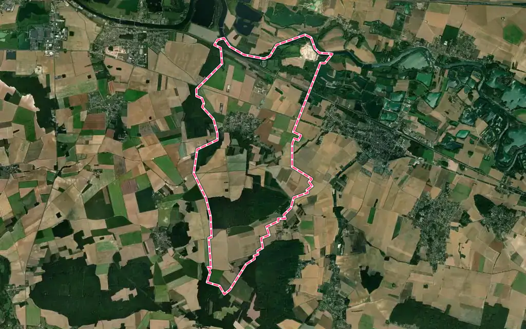 Vue satellite de La Brosse-Montceaux avec ses contours administratifs