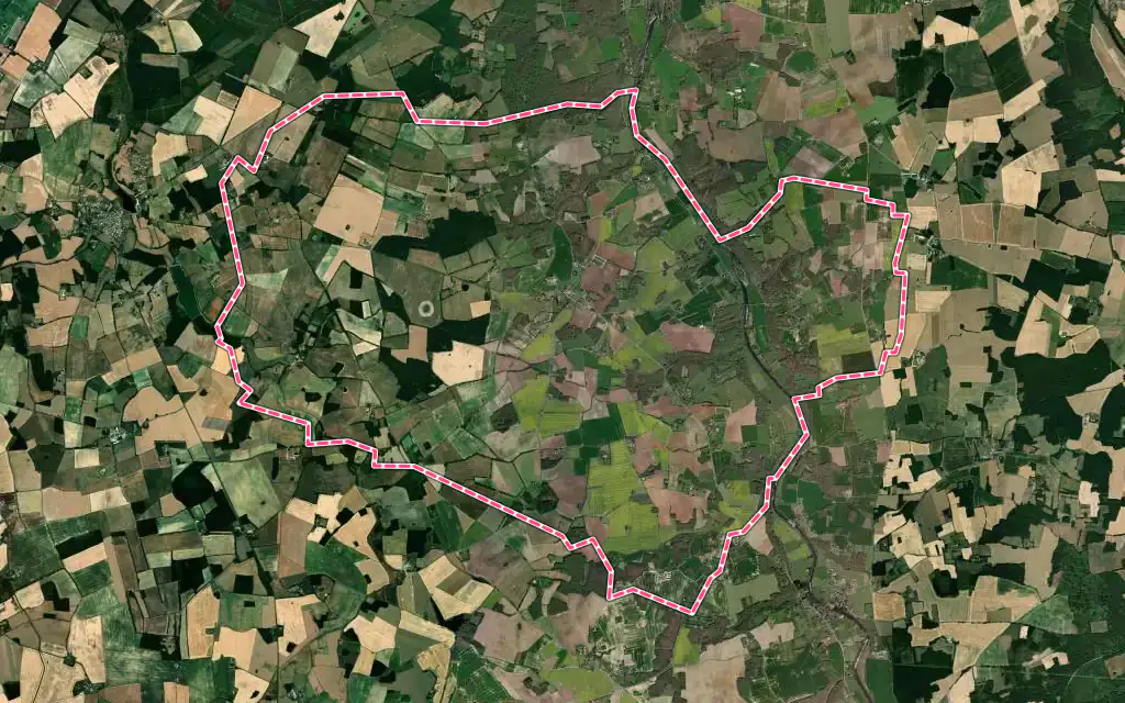 Vue satellite de La Bussière avec ses contours administratifs