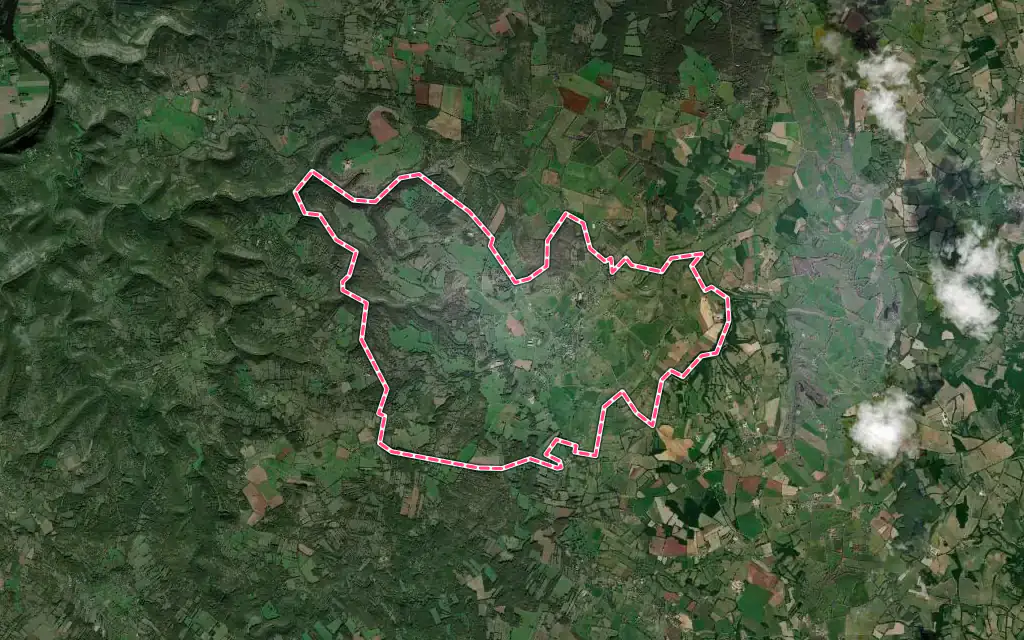 Vue satellite de La Capelle-Balaguier avec ses contours administratifs