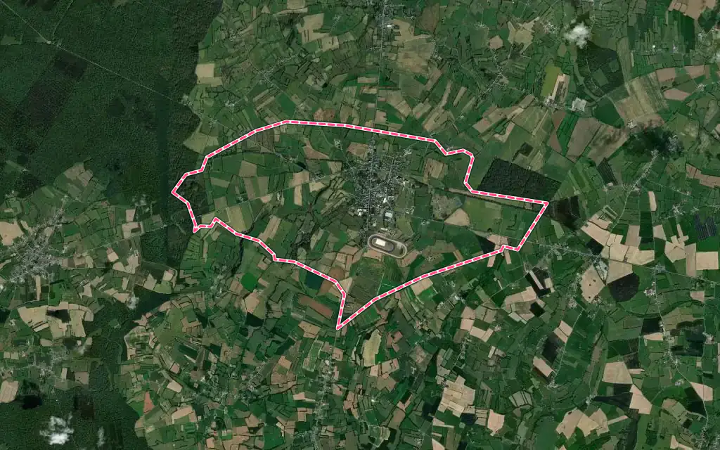 Vue satellite de La Capelle avec ses contours administratifs
