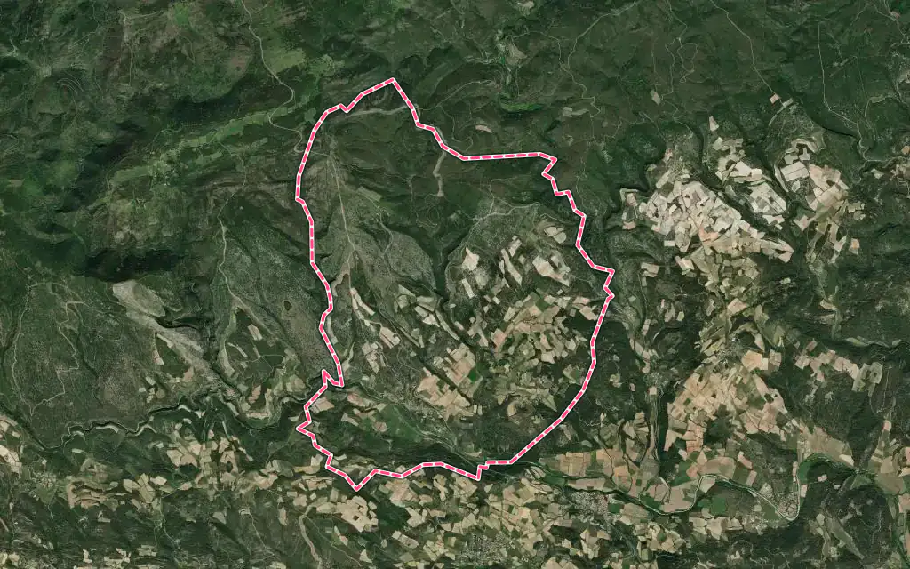 Vue satellite de La Caunette avec ses contours administratifs