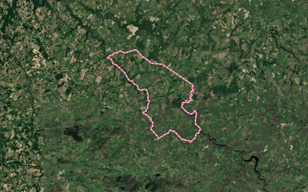 Vue satellite de La Celle-Dunoise avec ses contours administratifs