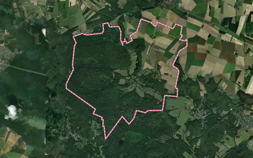 Vue satellite de La Celle-les-Bordes avec ses contours administratifs