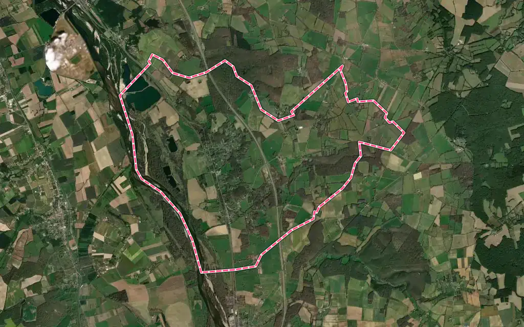 Vue satellite de La Celle-sur-Loire avec ses contours administratifs