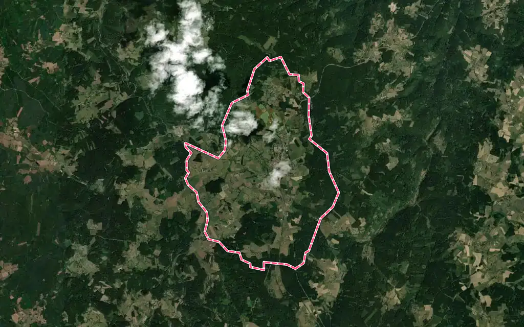 Vue satellite de La Chaise-Dieu avec ses contours administratifs