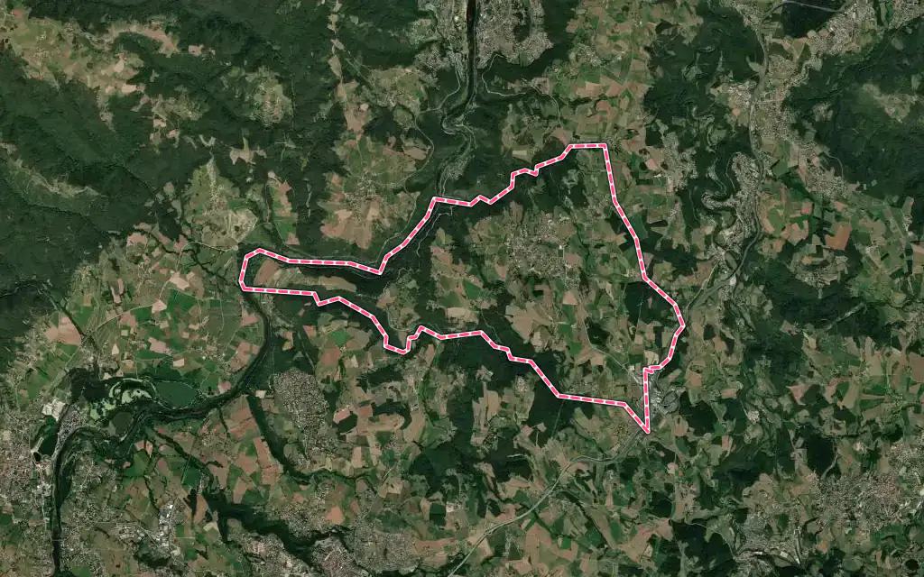 Vue satellite de La Chapelle-d'Aurec avec ses contours administratifs