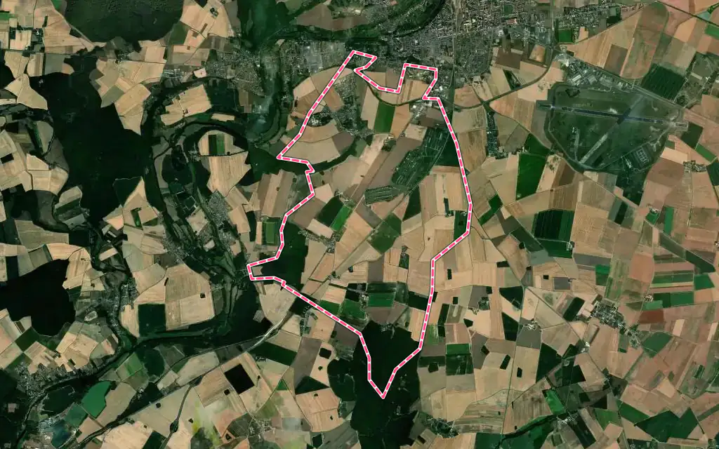 Vue satellite de La Chapelle-du-Noyer avec ses contours administratifs