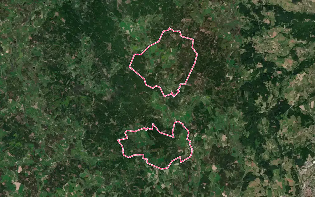 Vue satellite de La Chapelle-en-Lafaye avec ses contours administratifs