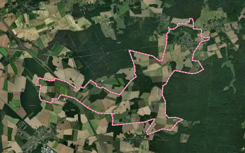 Vue satellite de La Chapelle-Gauthier avec ses contours administratifs