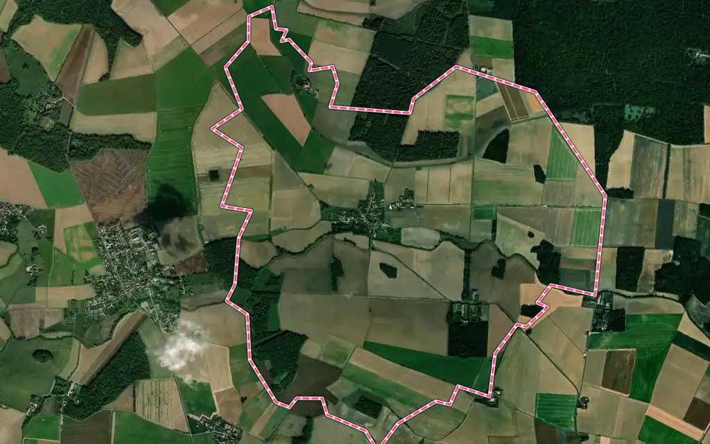 Vue satellite de La Chapelle-Iger avec ses contours administratifs