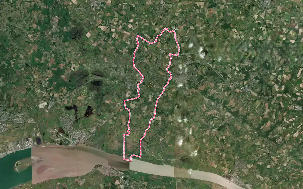 Vue satellite de La Chapelle-Launay avec ses contours administratifs