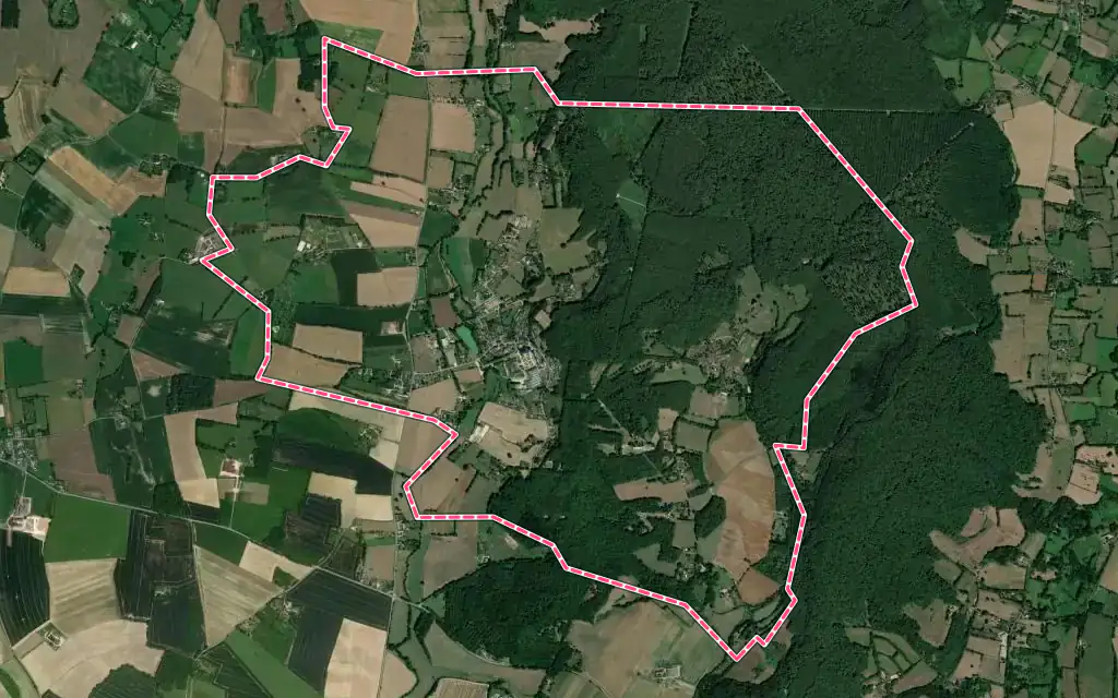 Vue satellite de La Chapelle-Montligeon avec ses contours administratifs