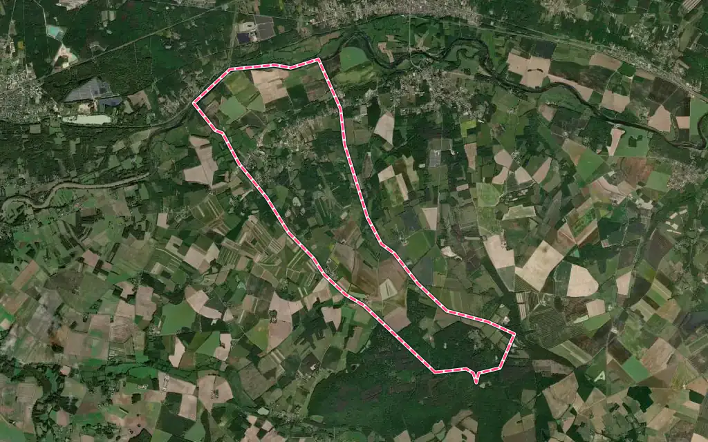 Vue satellite de La Chapelle-Montmartin avec ses contours administratifs