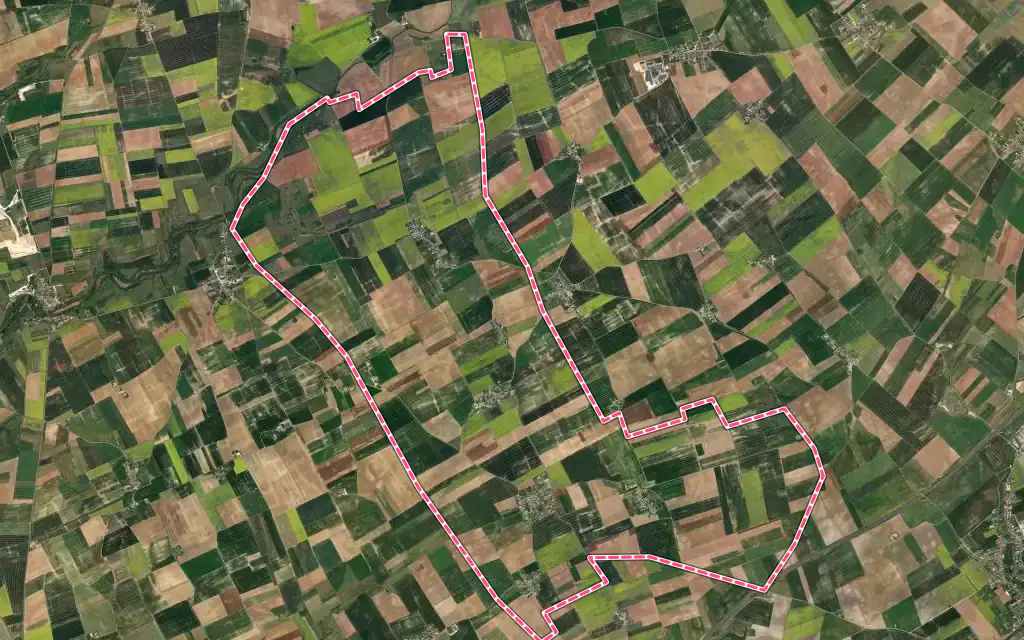Vue satellite de La Chapelle-Saint-Martin-en-Plaine avec ses contours administratifs