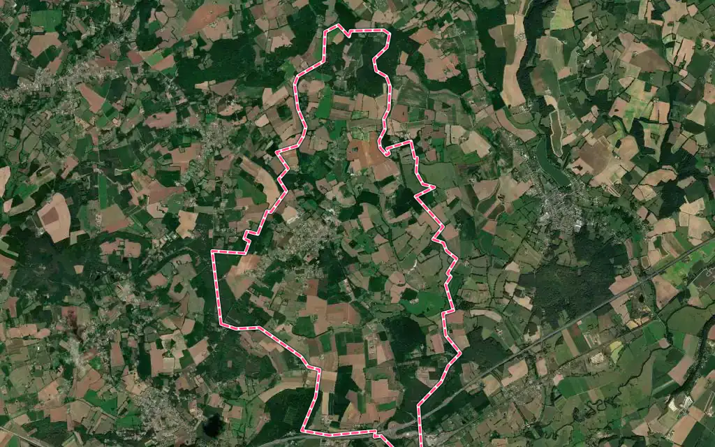 Vue satellite de La Chapelle-Saint-Rémy avec ses contours administratifs