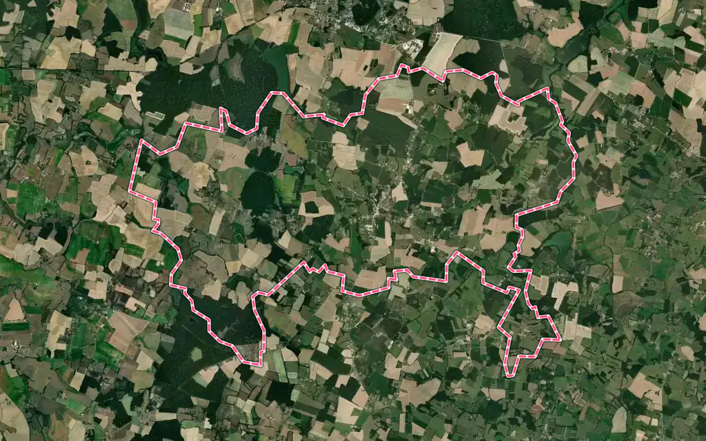 Vue satellite de La Chapelle-Saint-Sauveur avec ses contours administratifs