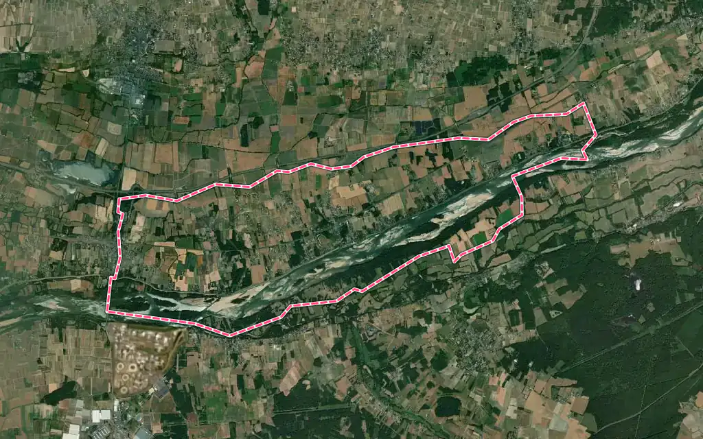 Vue satellite de La Chapelle-sur-Loire avec ses contours administratifs