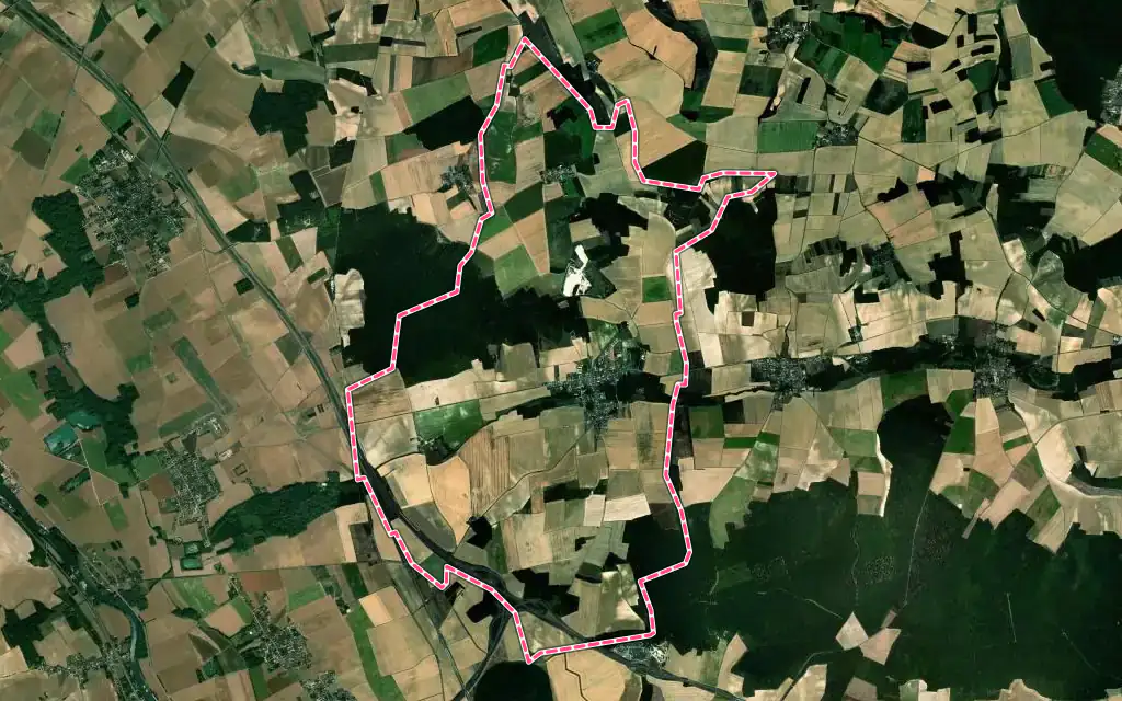 Vue satellite de La Chapelle-sur-Oreuse avec ses contours administratifs