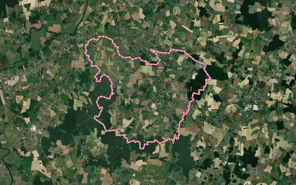 Vue satellite de La Chapelle-Thècle avec ses contours administratifs