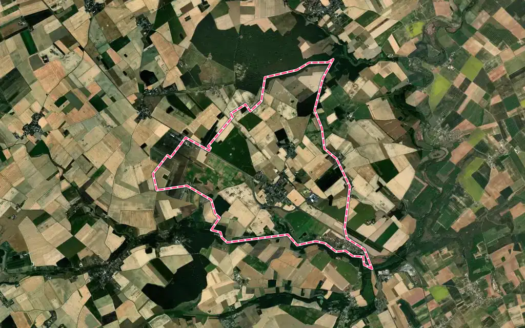 Vue satellite de La Chapelle-Vendômoise avec ses contours administratifs
