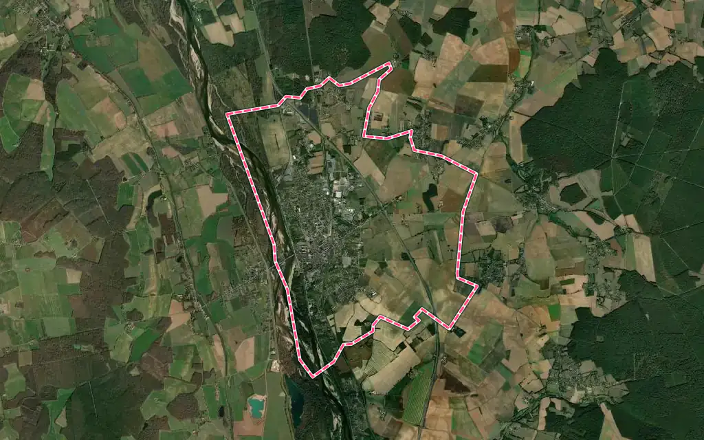 Vue satellite de La Charité-sur-Loire avec ses contours administratifs