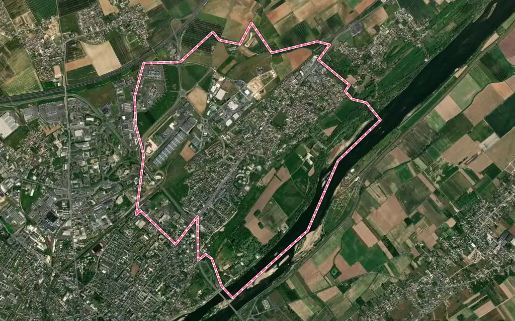 Vue satellite de La Chaussée-Saint-Victor avec ses contours administratifs