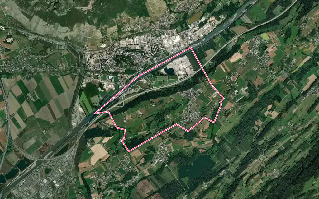 Vue satellite de La Chavanne avec ses contours administratifs