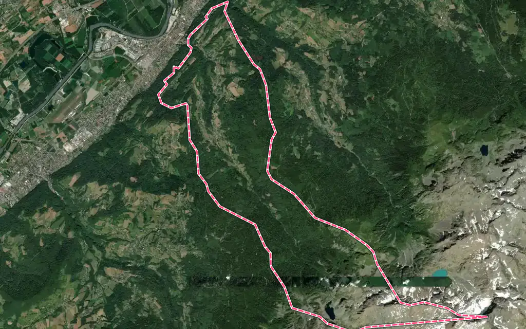 Vue satellite de La Combe-de-Lancey avec ses contours administratifs