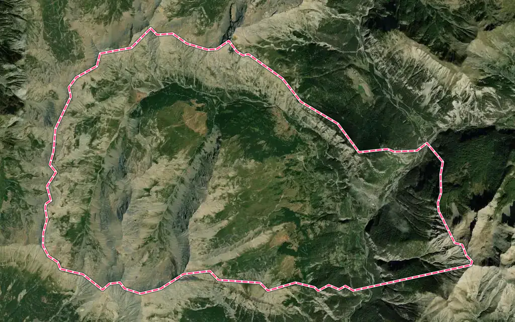 Vue satellite de La Condamine-Châtelard avec ses contours administratifs