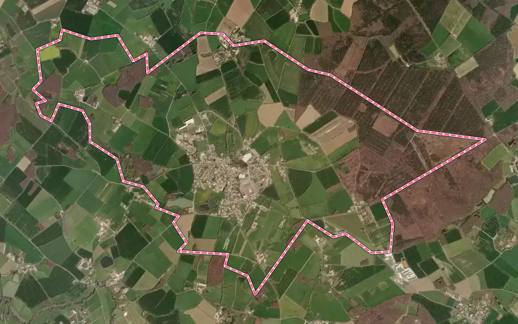 Vue satellite de La Copechagnière avec ses contours administratifs