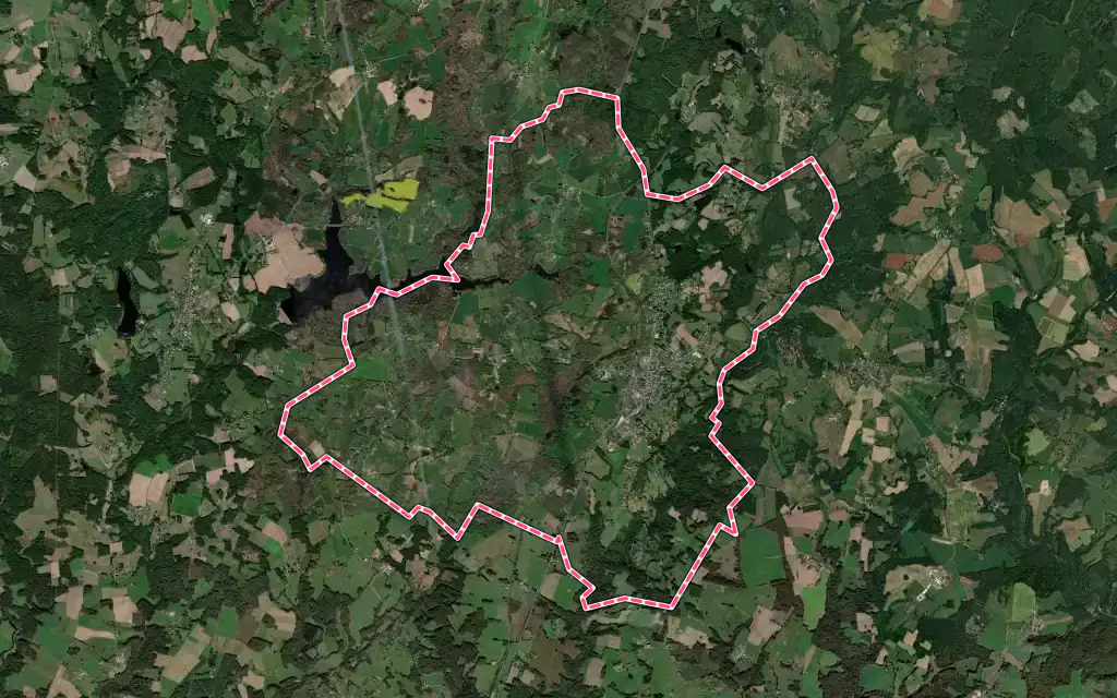 Vue satellite de La Coquille avec ses contours administratifs