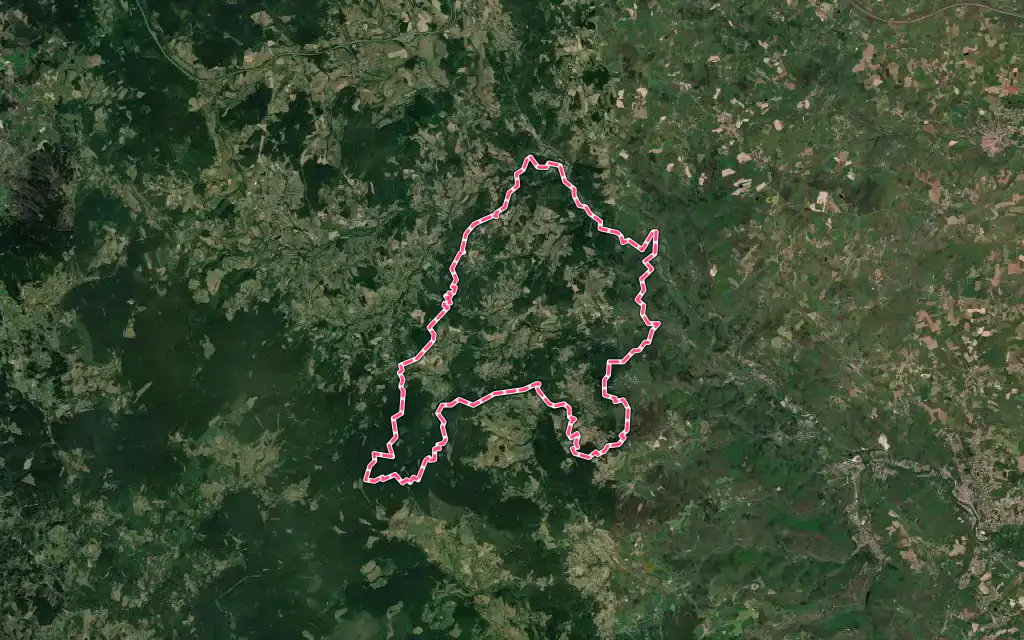 Vue satellite de La Côte-en-Couzan avec ses contours administratifs