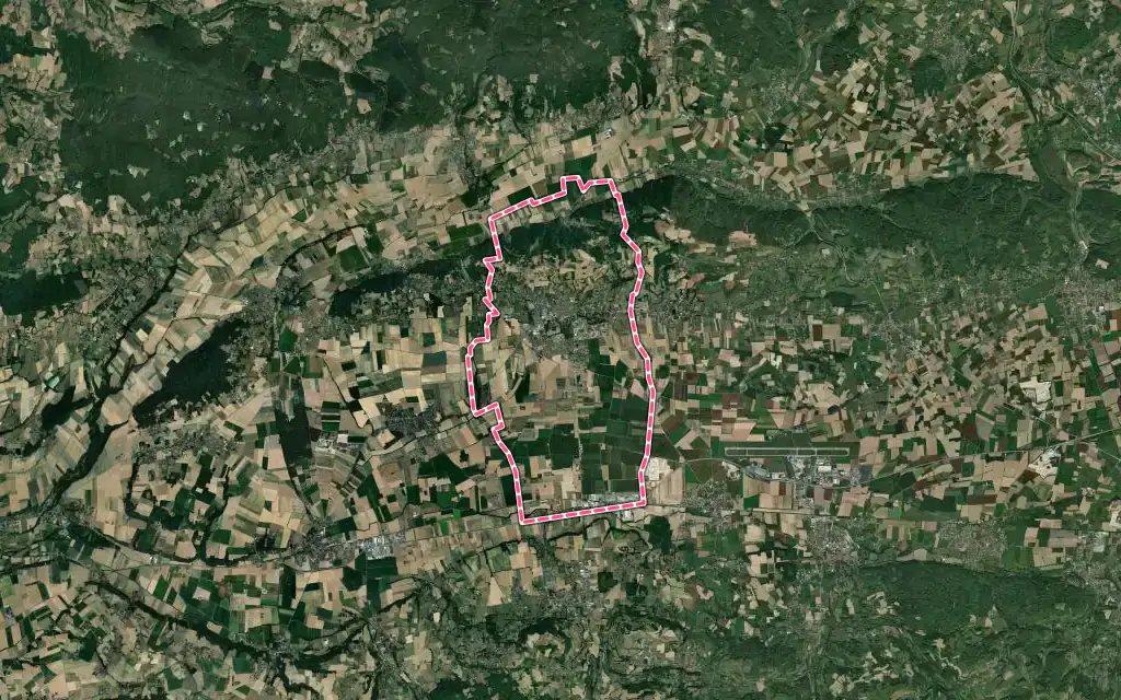 Vue satellite de La Côte-Saint-André avec ses contours administratifs
