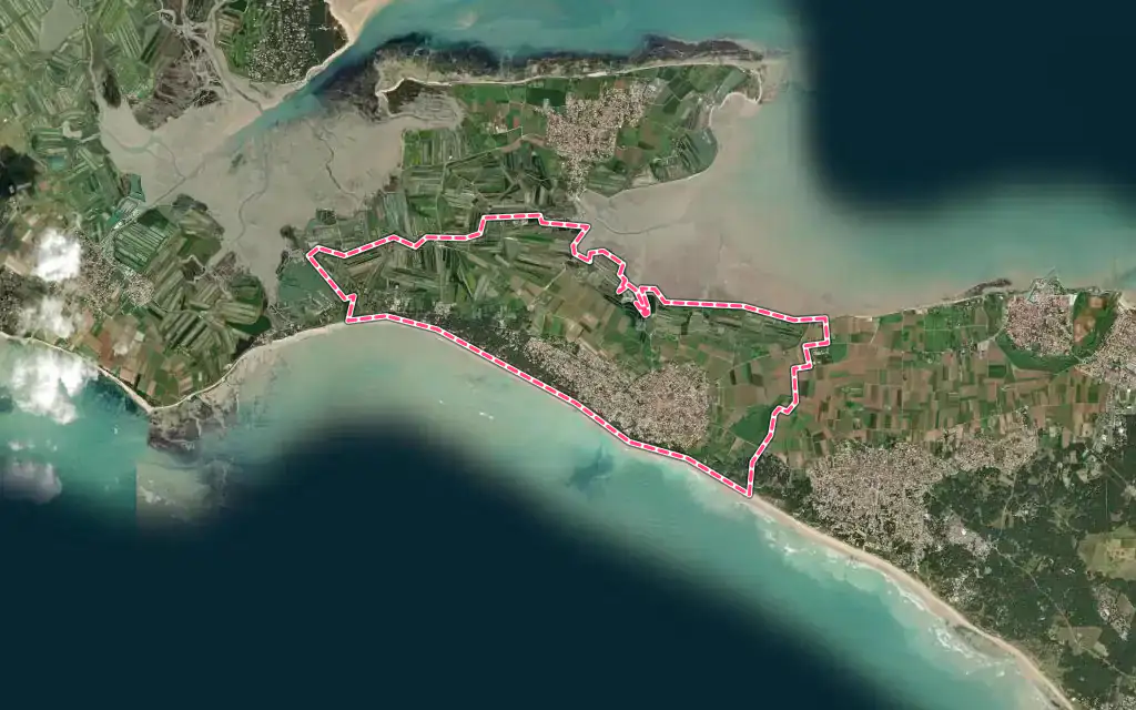 Vue satellite de La Couarde-sur-Mer avec ses contours administratifs