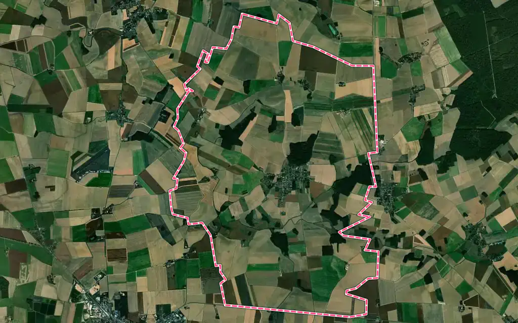 Vue satellite de La Croix-en-Brie avec ses contours administratifs